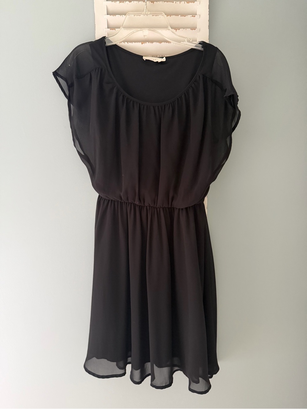 Lush Black Chiffon Mini Dress